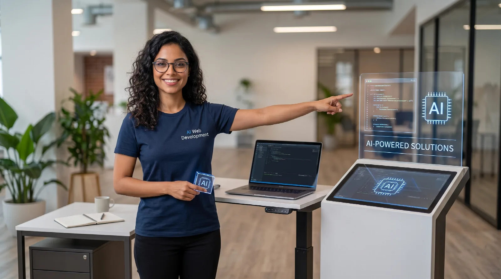 AI Web Dev specialist presenting an AI-powered software solution